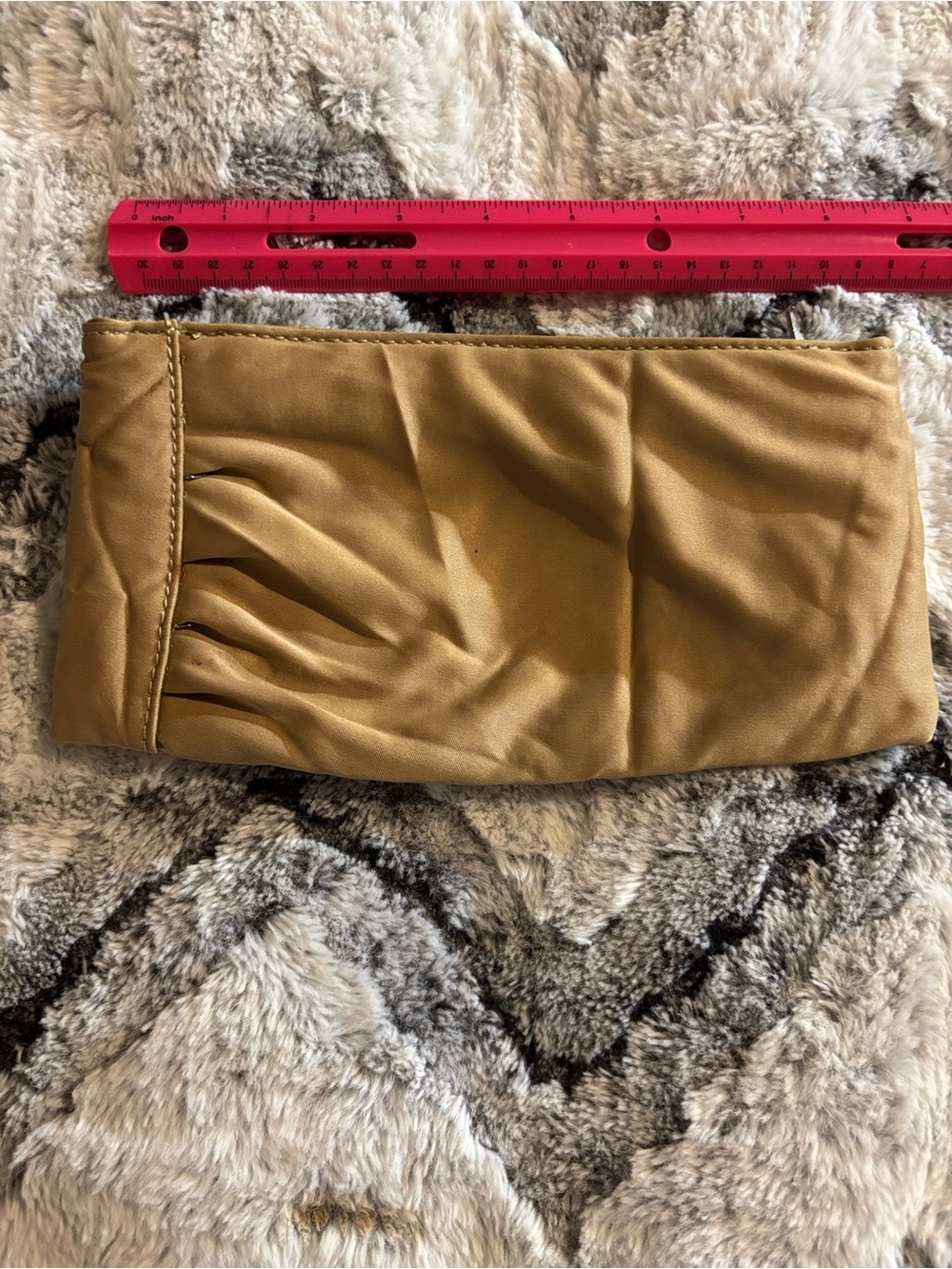 Source Unknown Tan Pleated Wristlet Clutch